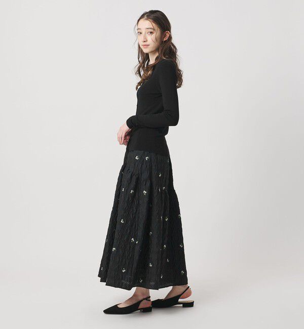 UNITED ARROWS「スクエア フラワー ジャガード スカート」|フレア|