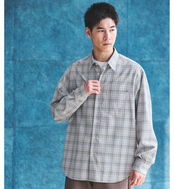 UNITED ARROWS green label relaxing「ウォッシャブル チェック ジャストルーズ シャツ」|シャツ・ブラウス|NATURAL