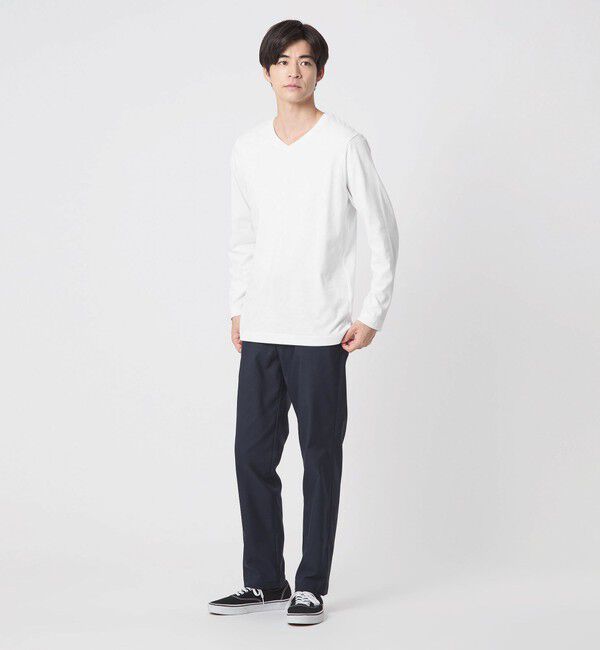 UNITED ARROWS green label relaxing「LONG FIBER COTTON クリア Vネック 長袖 Tシャツ」|Tシャツ・カットソー|