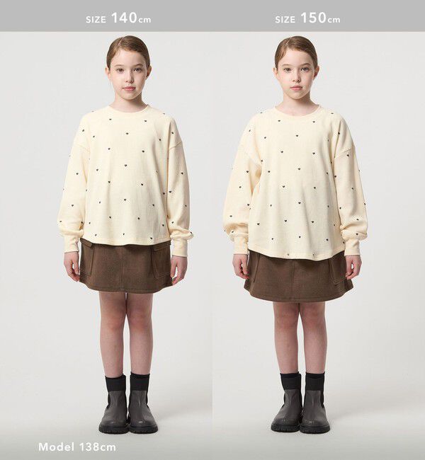 UNITED ARROWS green label relaxing「ハート総柄 ワッフル ロングスリーブTシャツ / キッズ  100cmー160cm」|Tシャツ・カットソー|