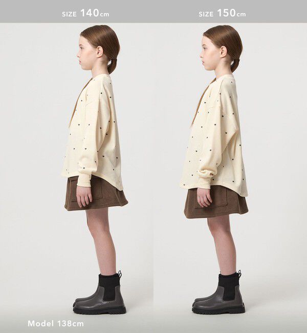 UNITED ARROWS green label relaxing「ハート総柄 ワッフル ロングスリーブTシャツ / キッズ  100cmー160cm」|Tシャツ・カットソー|