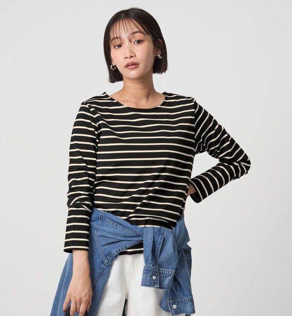 UNITED ARROWS green label relaxing「ブライト ボーダー ロングスリーブ カットソー」|Tシャツ・カットソー|BLACK