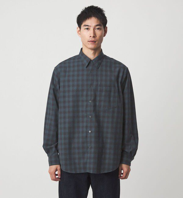 UNITED ARROWS green label relaxing「TRフラノ パターン ジャストルーズ レギュラーカラー シャツ」|シャツ・ブラウス|