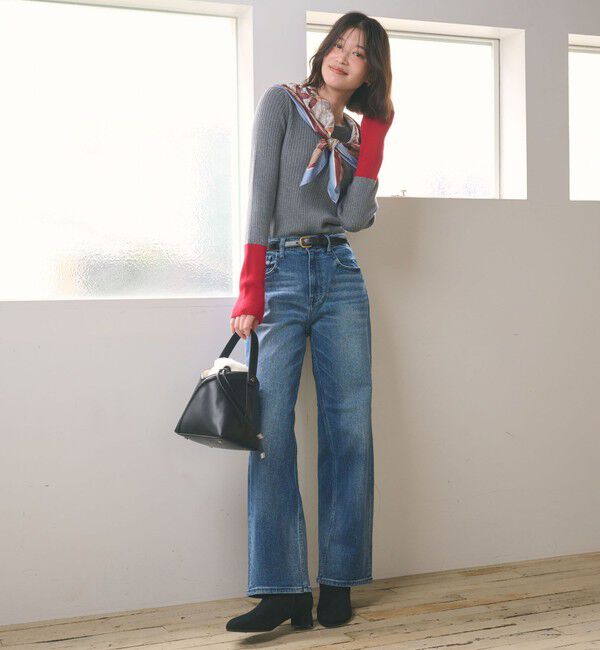 UNITED ARROWS green label relaxing「【WEB限定】＜at ease＞バイカラー クルーネック プルオーバー ニット」|ニット・セーター|