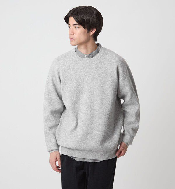 UNITED ARROWS green label relaxing「ダブルフェイス クルーネック ニット」|ニット・セーター|MD.GRAY