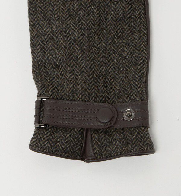 UNITED ARROWS green label relaxing「MOON ムーン ヘリンボーン&times;レザー グローブ -タッチパネル対応-」|手袋|