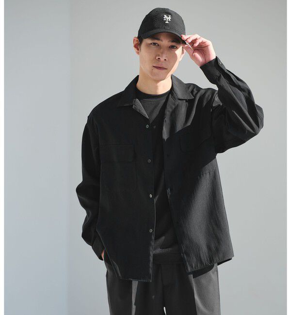UNITED ARROWS green label relaxing「ナイロン ツイル オープンカラー シャツ ブルゾン -撥水-」|シャツ・ブラウス|BLACK