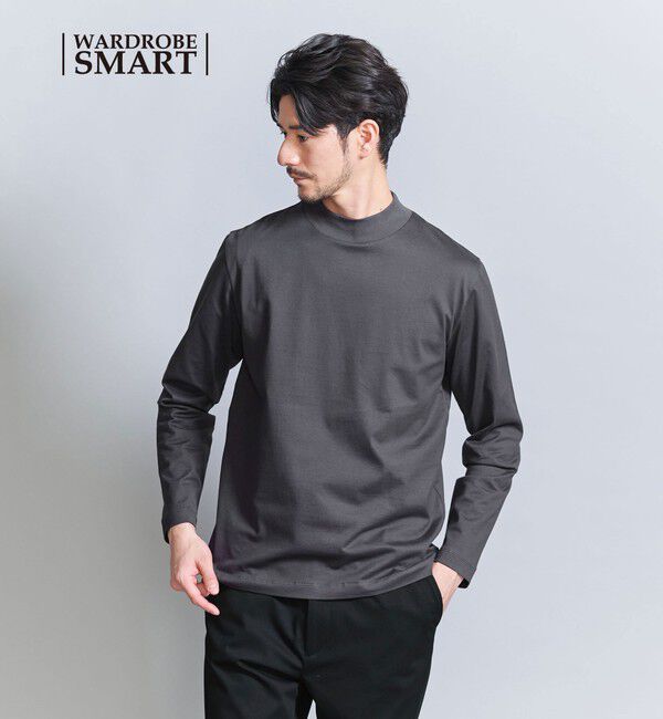 BEAUTY&YOUTH UNITED ARROWS「【WEB限定 WARDROBE SMART】クリア ガスコットン モックネック カットソー【抗菌・防臭】」|Tシャツ・カットソー|DK.GRAY
