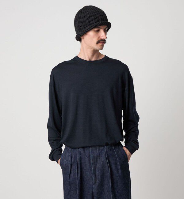 STEVEN ALAN「＜Steven Alan＞ メリノウール クルーネック Tシャツ LOOSE」|Tシャツ・カットソー|NAVY