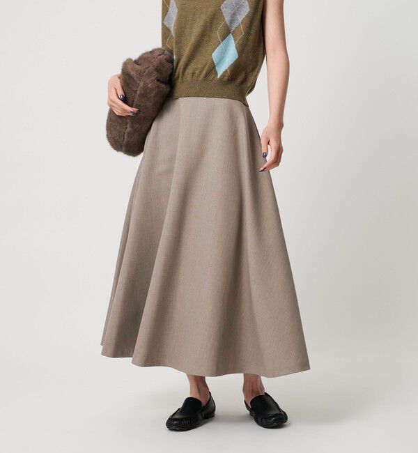 BEAUTY&YOUTH UNITED ARROWS「ポリエステルツイル サーキュラースカート ウォッシャブル」|フレア|BEIGE
