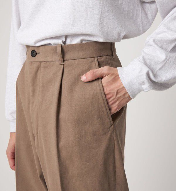 STEVEN ALAN「＜Steven Alan＞ ブラッシュド コットン アウト ワンプリーツ スラックス」|チノ|