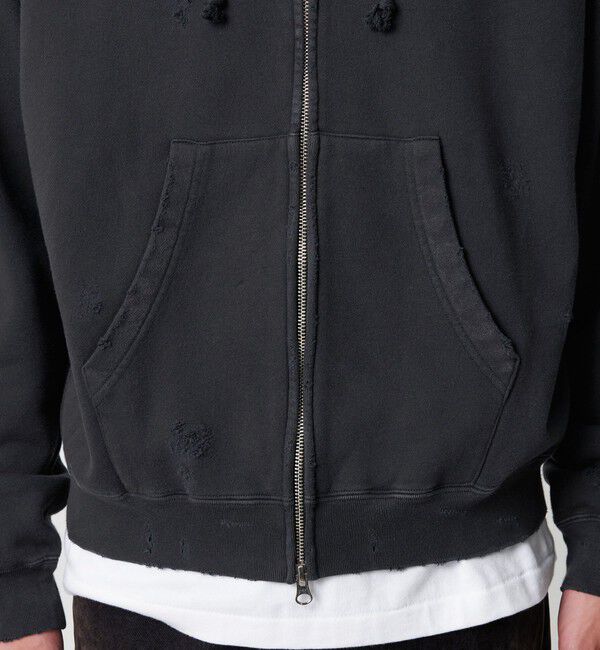 MONKEY TIME「フレンチテリー ディストレスト フルジップ フーディー」|カーディガン|