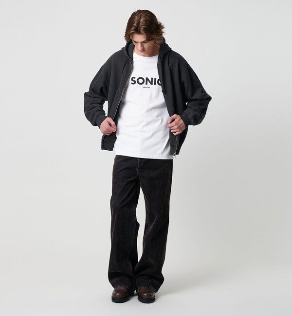 MONKEY TIME「フレンチテリー ディストレスト フルジップ フーディー」|カーディガン|