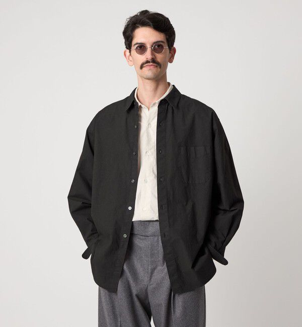 STEVEN ALAN「＜Steven Alan＞ ガーメントダイ ポプリン レギュラーカラー シャツ LOOSE」|シャツ・ブラウス|BLACK