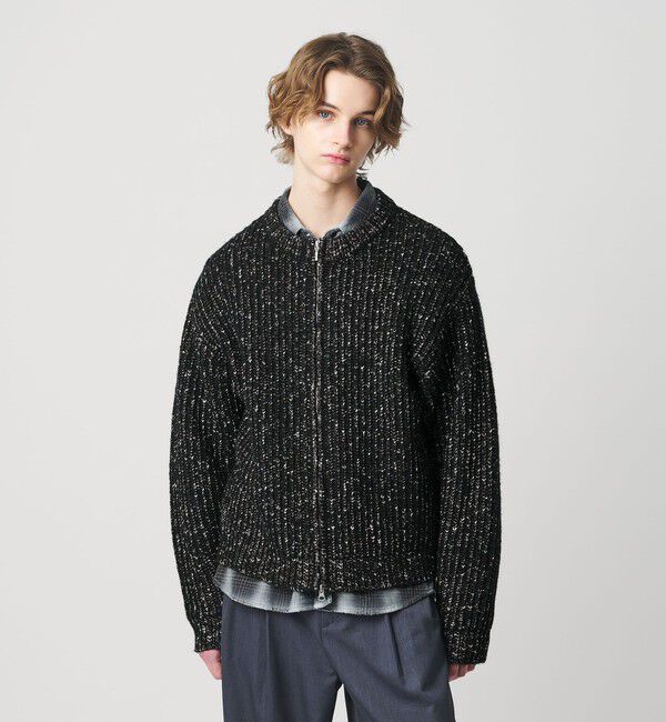 MONKEY TIME「スラブ クルーネック ジップ カーディガン」|カーディガン|