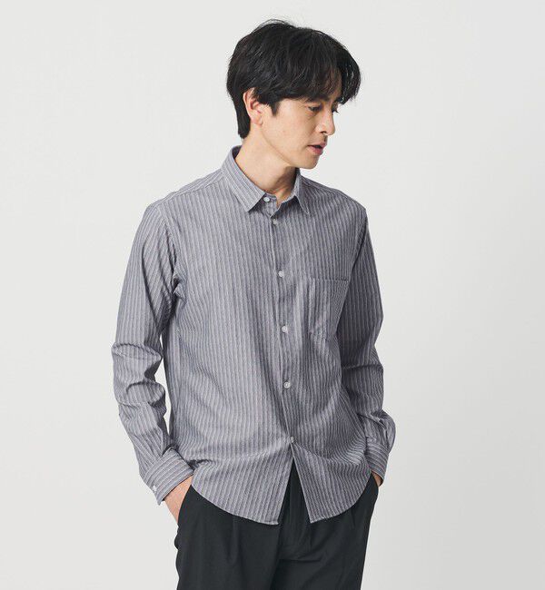 BEAUTY&YOUTH UNITED ARROWS「クイック ストレッチ ストライプ レギュラー シャツ SLIM型 吸水速乾機能付き」|シャツ・ブラウス|NAVY