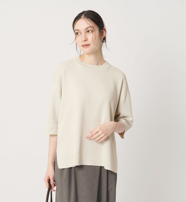 BEAUTY&YOUTH UNITED ARROWS「ハーフスリーブ ニットプルオーバー ウォッシャブル」|ニット・セーター|