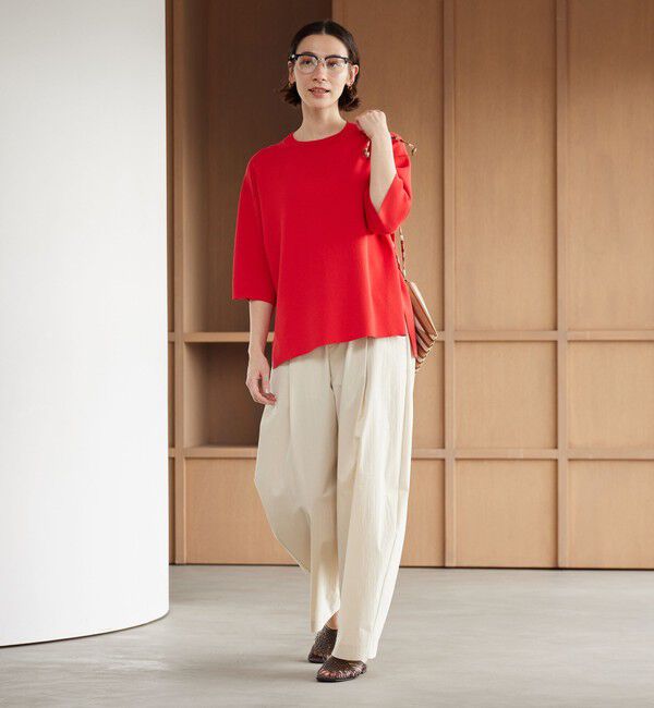 BEAUTY&YOUTH UNITED ARROWS「ハーフスリーブ ニットプルオーバー ウォッシャブル」|ニット・セーター|