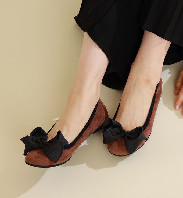Ray BEAMS 「SEPTEMBER MOON / リボン バレエシューズ ソリッド」|バレエシューズ|BROWN