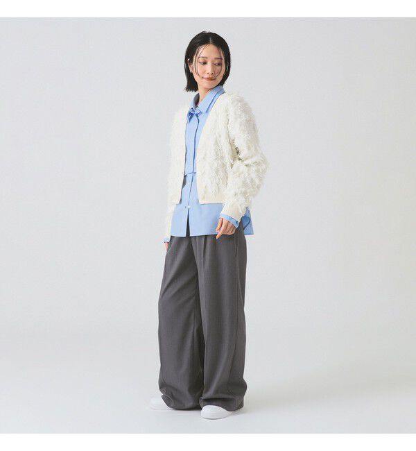 Ray BEAMS 「カット ジャカード フリンジ Vネック カーディガン」|カーディガン|