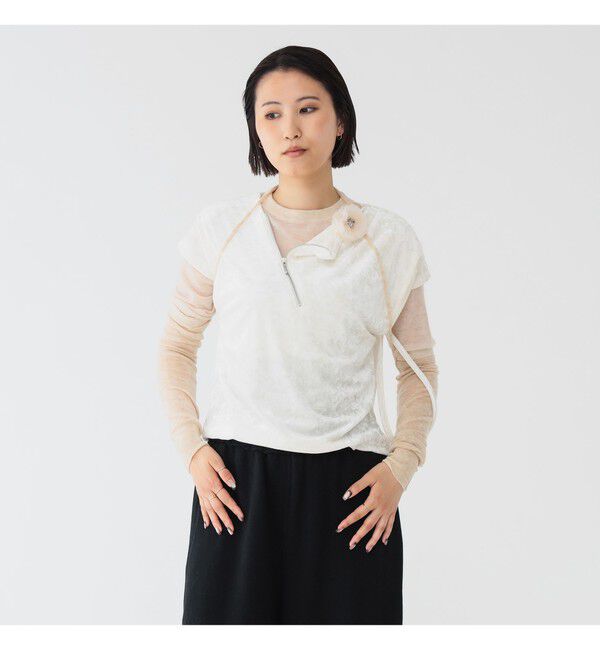 BEAMSBOY「maturely / ベロア ジッパー トップ」|Tシャツ・カットソー|