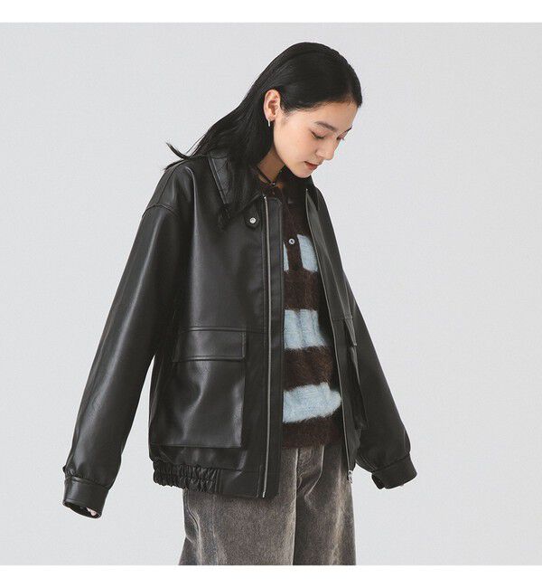 Ray BEAMS 「フェイクレザー フライト ジャケット」|ブルゾン・スタジャン|