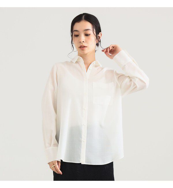 Demi-Luxe BEAMS 「ポリエステル ウール トロピカル シアー シャツ」|シャツ・ブラウス|OFF_WHITE