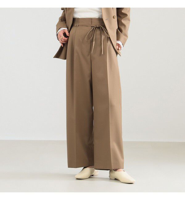 Demi-Luxe BEAMS 「ポリエステル ウール 2ループ ワイドパンツ」|チノ|