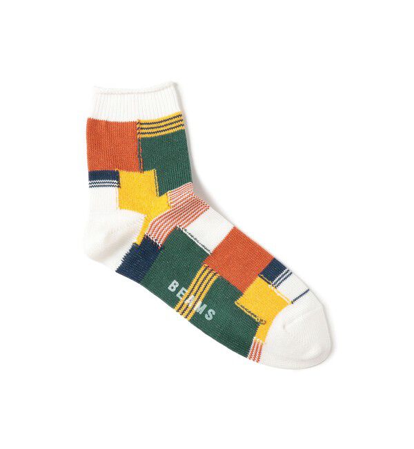 BEAMS「パッチワーク クォーター ソックス」|ソックス|OFF_WHT