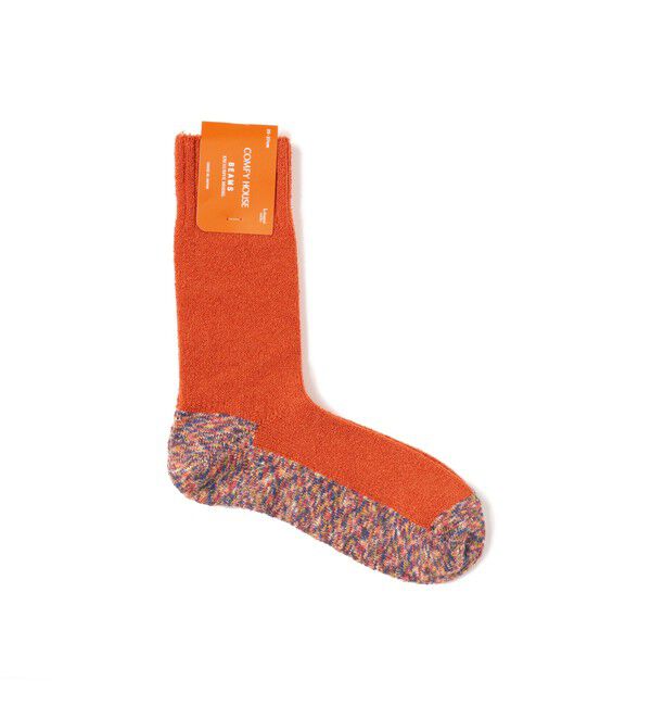BEAMS「【別注】COMFY HOUSE / Slub Line Crew Socks」|ソックス|ORANGE