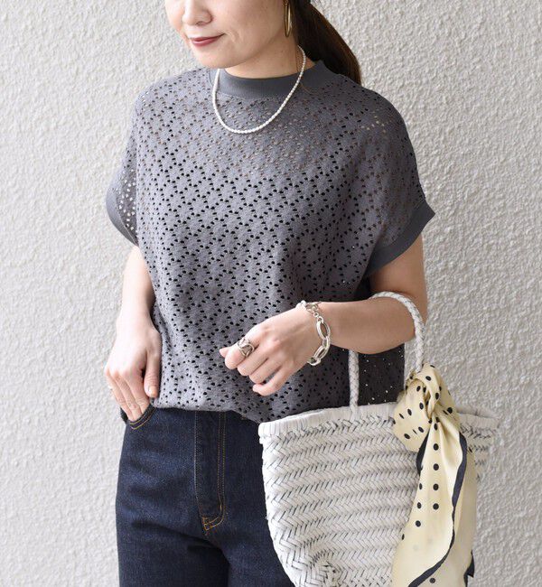 SHIPS for women「《一部追加予約》【WEB限定】〈手洗い可能〉アイレット クルーネック プルオーバー」|Tシャツ・カットソー|