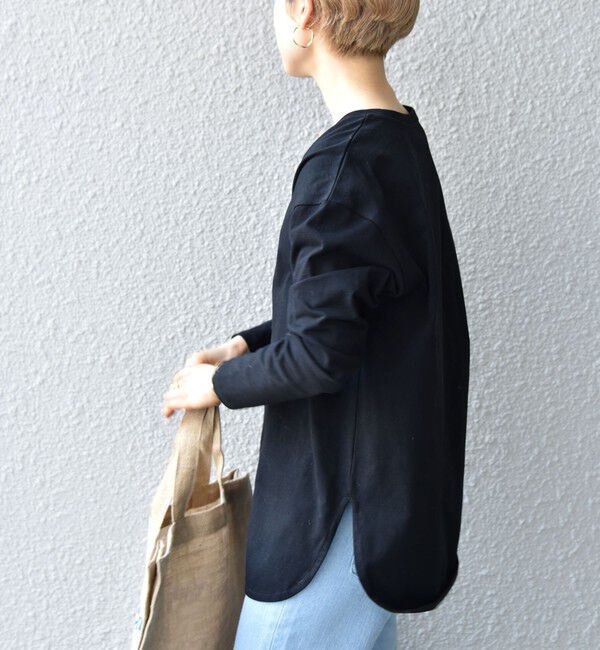 SHIPS any「SHIPS any:〈吸水速乾〉ラウンドヘム ロングスリーブ ワイド TEE」|Tシャツ・カットソー|ブラック