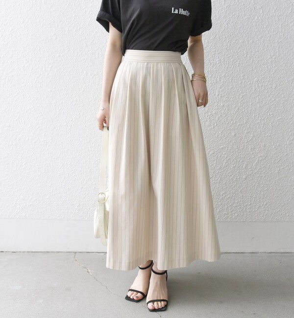 SHIPS any「SHIPS any:〈洗濯機可能〉リネン ミックス ギャザー ロング スカート」|スカート|