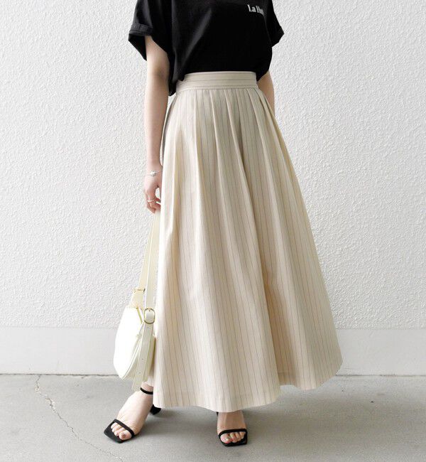 SHIPS any「SHIPS any:〈洗濯機可能〉リネン ミックス ギャザー ロング スカート」|スカート|