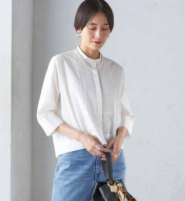 SHIPS for women「〈手洗い可能〉コットン ポリエステル ピンタック 羽織 ブラウス」|シャツ・ブラウス|