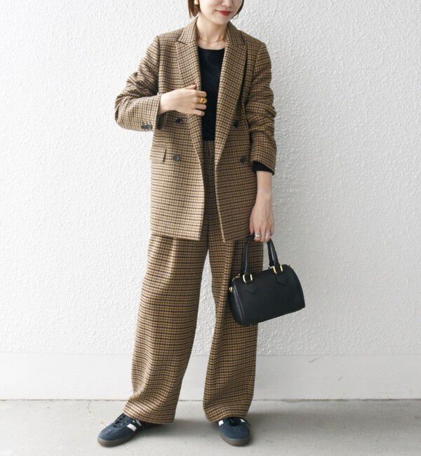 SHIPS any「SHIPS any: cafissi ハウンドトゥース ワイド テーパード パンツ」|チノ|