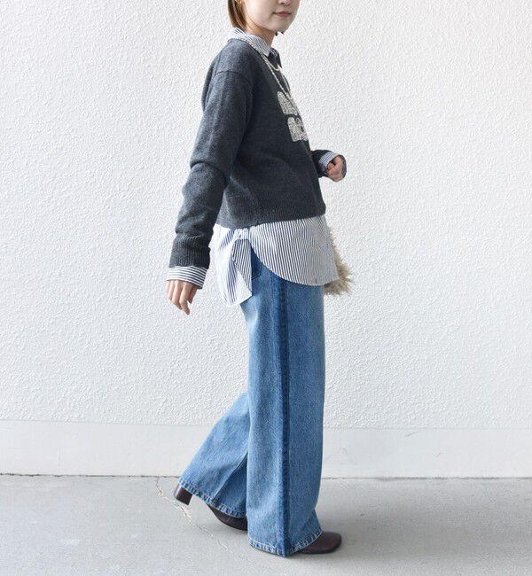 SHIPS for women「【WEB限定】〈手洗い可能〉スパンコール ロゴ ニット」|ニット・セーター|