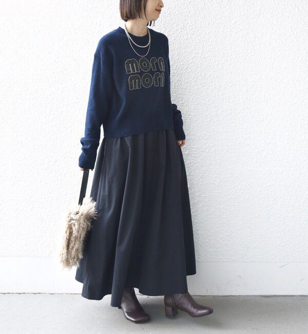 SHIPS for women「【WEB限定】〈手洗い可能〉スパンコール ロゴ ニット」|ニット・セーター|