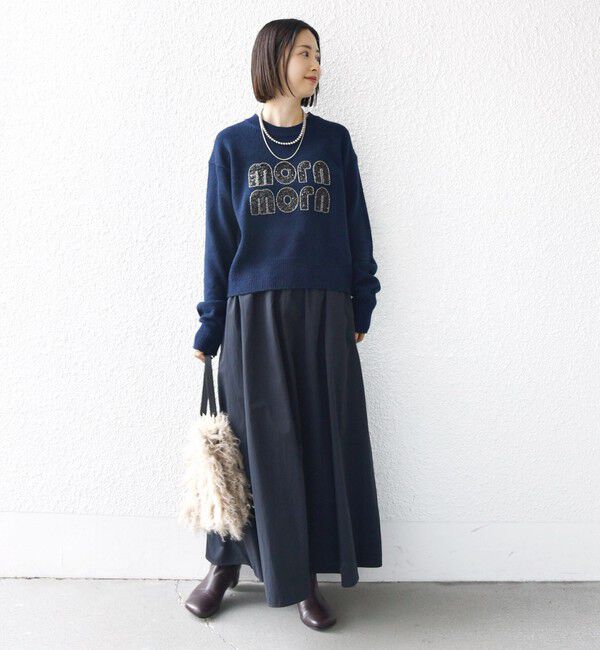 SHIPS for women「【WEB限定】〈手洗い可能〉スパンコール ロゴ ニット」|ニット・セーター|