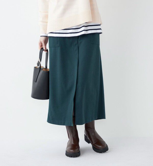 SHIPS Colors 「SHIPS Colors:〈手洗い可能〉TR 起毛 ストレッチ ポケット スカート◇」|スカート|グリーン