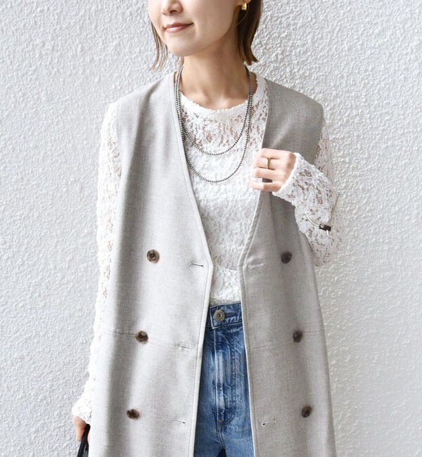 SHIPS for women「〈手洗い可能〉ラッセル レース クルーネック カットソー」|Tシャツ・カットソー|