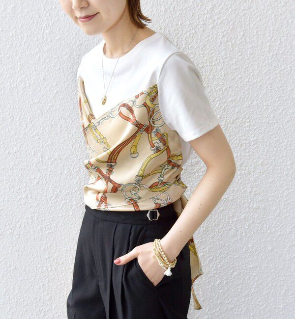 SHIPS for women「【WEB限定】〈手洗い可能〉スカーフ コンビ TEE」|Tシャツ・カットソー|