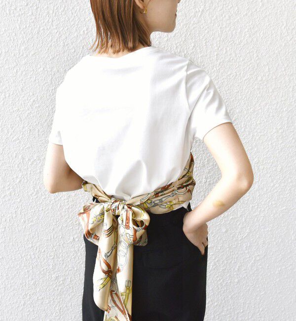 SHIPS for women「【WEB限定】〈手洗い可能〉スカーフ コンビ TEE」|Tシャツ・カットソー|