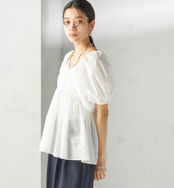 SHIPS for women「〈手洗い可能〉ストレッチ タフタ ウエスト ギャザー ブラウス」|シャツ・ブラウス|