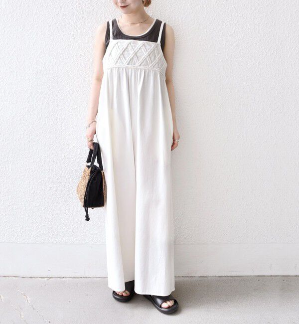 SHIPS any「bon_meur:〈手洗い可能〉ロープ編み コットン ワイド ギャザー サロペット」|オールインワン|