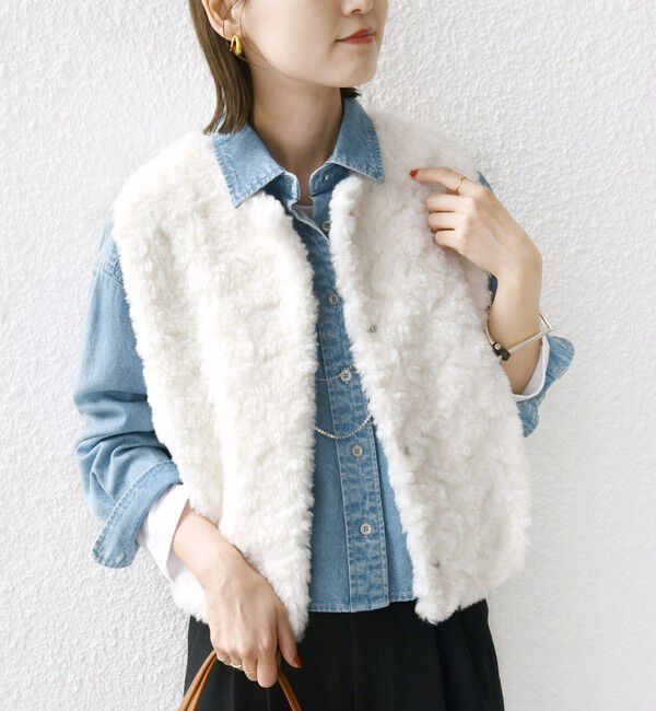 SHIPS for women「ランダム ファー ショート ジレ」|ベスト・ジレ|