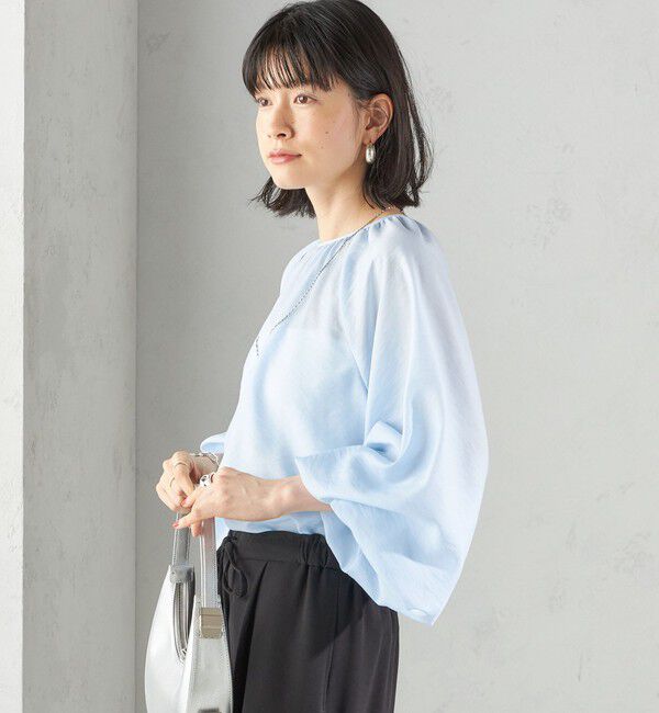 SHIPS for women「〈手洗い可能〉シアー バンブー ギャザー ブラウス」|シャツ・ブラウス|