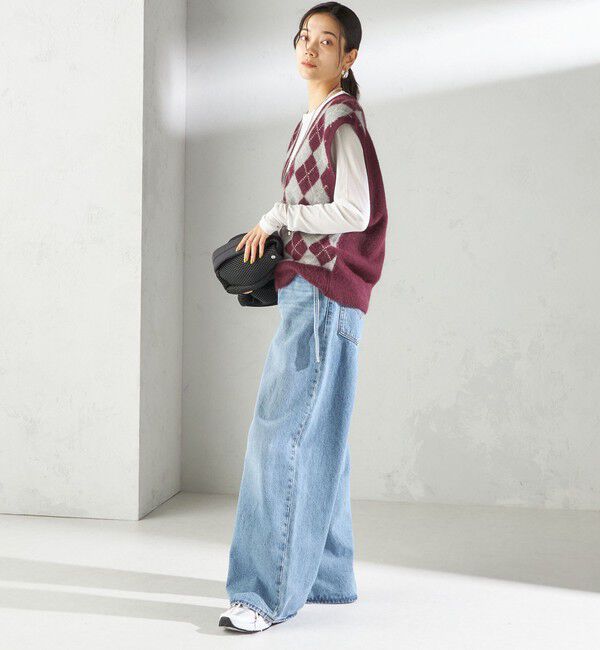 SHIPS for women「〈手洗い可能〉ディープ Vネック アーガイル ベスト」|ベスト・ジレ|