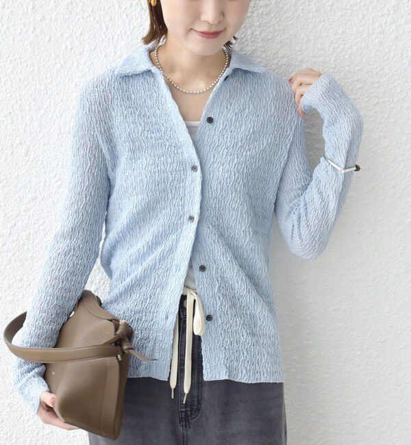 SHIPS for women「【WEB限定】〈手洗い可能〉ランダムブルーゼ シャツ カーディガン」|カーディガン|