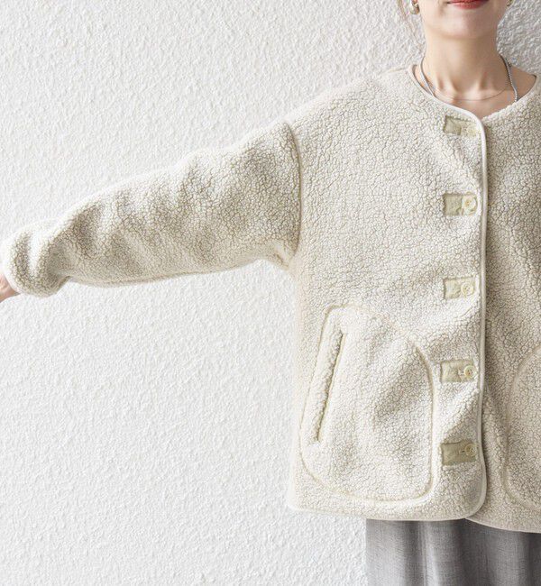 SHIPS any「SHIPS any:〈洗濯機可能〉ボア フリース 2WAY フーディー ブルゾン」|ブルゾン・スタジャン|